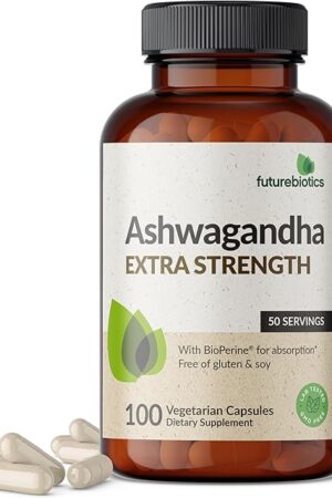 Futurebiotics Ashwagandha Extra Strength Stress & Mood Support with BioPerine - Non GMO Formula, 100 Vegetarian Capsules