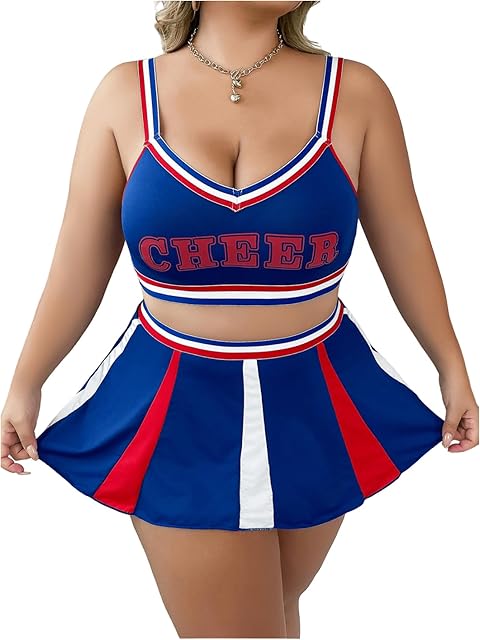 Women's Plus Size Tartan School Girl Costume Sexy Lingerie Set Bralette and Skirt