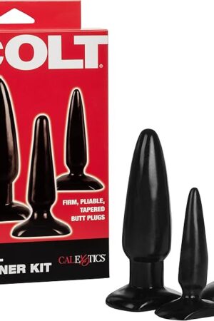 CalExotics Colt Anal Trainer Kit - 3 Piece Male Butt Plug Set - Waterproof Fetish Sex Toys for Couples - Black