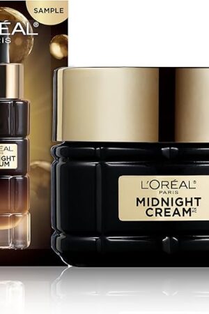L'Oreal Paris Age Perfect Anti-Aging Midnight Cream, Face Moisturizer to Reduce Wrinkles and Firm Skin, 17oz + Serum Sample