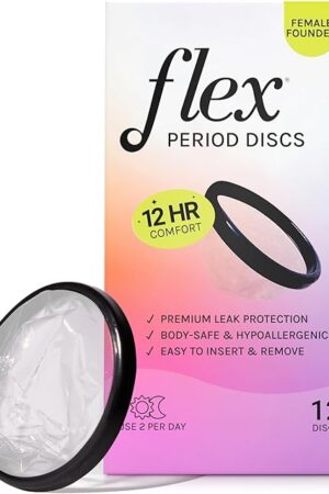 Flex Menstrual Discs | Disposable Period Discs | Reduce Cramps & Dryness | Beginner-Friendly Tampon Alternative | Capacity of 5 Super Tampons | Made in Canada | 12 Count