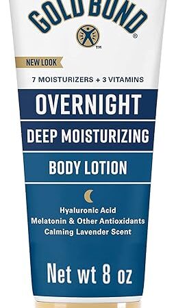 Gold Bond Overnight Deep Moisturizing Lotion, 8 oz, Skin Therapy Lotion With Calming Scent