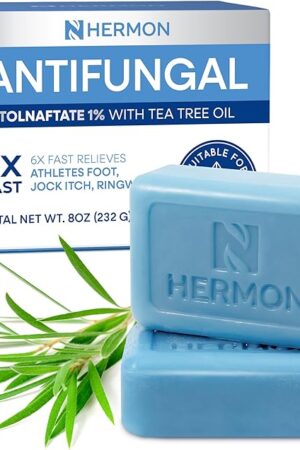Hermon Antifungal Soap with Tea Tree Oil: Antifungal Bar Soothing Care & Relief of Itchy for Ringworm Jock Itch Tinea Versicolor Athletes Foot - Body & Face Wash