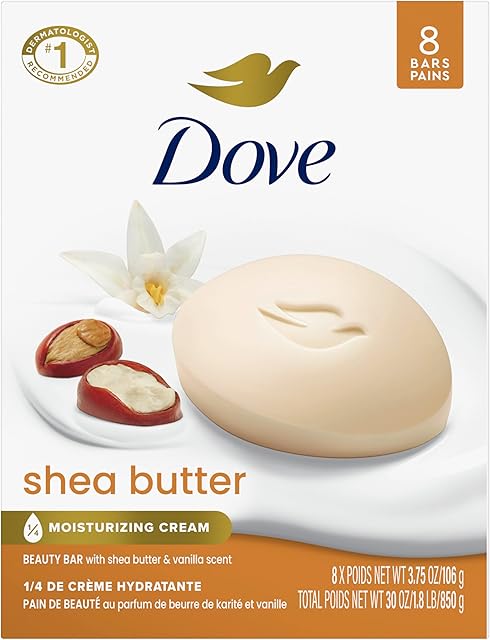 Dove Beauty Bar Soap Shea Butter, 8 Count