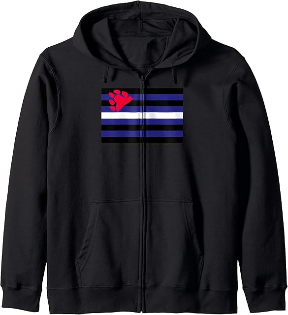 Gay Bear Leather Pride Flag BDSM Daddy Kink Fetish Paw Claw Zip Hoodie