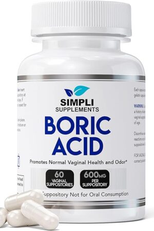 60 Boric Acid Suppositories for Women | BV Treatment for Women | pH Balance Pills | Vaginal Care | Bacterial Vaginosis Treatment Boric Acid for Women (600mg)