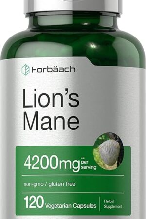Horb?ach Lions Mane Mushroom Extract | 4200mg | 120 Capsules | Vegetarian, Non-GMO, Gluten Free Supplement
