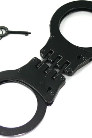 Ace Martial Arts Supply Professional Heavy Duty Black Hinged Police Style Handcuffs Double Lock (Black Hinge)