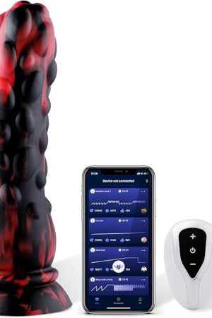 Huge Dildo Monster Dildo, 9 Inch Big Fat Fantasy Knot Vibrating Silicone Dildos for Women, Lifelike Soft Thick Realistic Penis with Suction Cup Black & Red