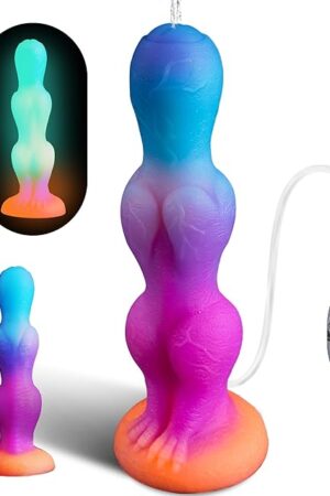 Fantasy Squirting Dildo, 8" Ejaculating Toy for Beginners, Cumming Knotted Dildo with Strong Suction Cup for Hands-Free Play, Glow in Dark Adult Toys for Women G Spot and Anal Prostate