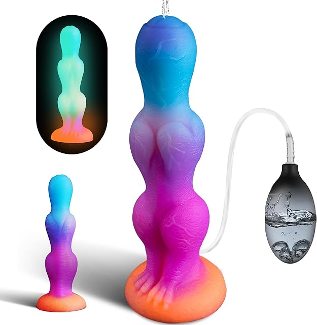 Fantasy Squirting Dildo, 8" Ejaculating Toy for Beginners, Cumming Knotted Dildo with Strong Suction Cup for Hands-Free Play, Glow in Dark Adult Toys for Women G Spot and Anal Prostate