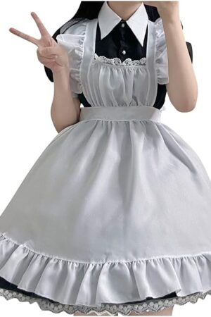 Women's Cosplay French Apron Maid Fancy Dress Costume Kawaii Lolita Dresses Sexy Lingerie for Women Naughty Sex Play