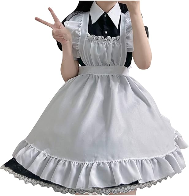 Women's Cosplay French Apron Maid Fancy Dress Costume Kawaii Lolita Dresses Sexy Lingerie for Women Naughty Sex Play
