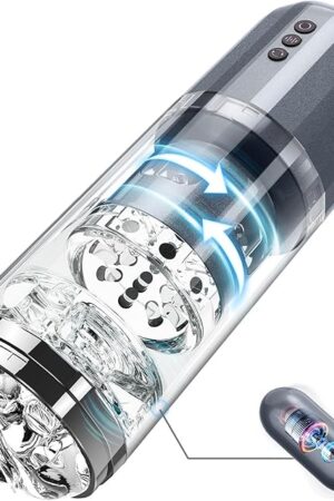 Automatic Masturbator Sex Toys for Men Toys Masturbator Cup with 10 Vibration & 5 Thrusting Rotating Modes, Pocket Pussy Electric Stroker Toy Adult Male Sex Toys(Grey)