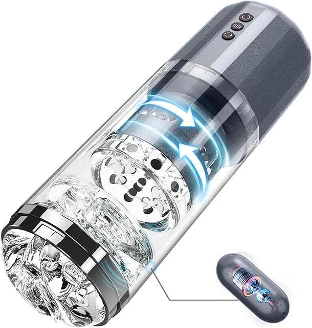 Automatic Masturbator Sex Toys for Men Toys Masturbator Cup with 10 Vibration & 5 Thrusting Rotating Modes, Pocket Pussy Electric Stroker Toy Adult Male Sex Toys(Grey)