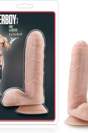 Blush Coverboy Tony The Waiter 7" Realistic Uncut Dildo w/Balls, Lifelike Cock - Suction Cup, Harness Compatible - Intimate Vaginal & Anal Pleaser Penis Sex Toy for Women, Men & Couples - (Beige)