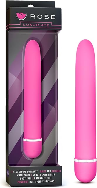 Blush Novelties Rose Luxuriate - 7 Inch Slim Classic Personal Massage Wand - Smooth Satiny Feel Multi-Speed Vibrator - IPX7 Waterproof Quiet Strong - Sex Toy for Women She Her - Pink