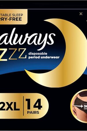 Always ZZZ Overnight Disposable Period Underwear for Women Extra Large, 360? Coverage for Worry-Free Nights, 14 Count (2 Packs of 7)