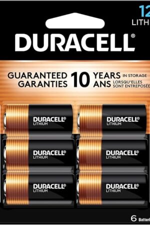 Duracell CR123A 3V Lithium Battery, 6 Count (Pack of 1), 3 Volt High Power for Home Safety, Security Devices, Flashlights, Smoke Alarms, Home Automation