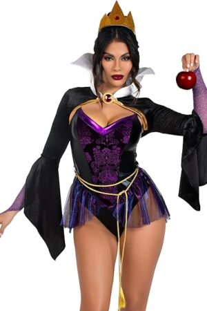 Womens 4 Pc Poison Apple Queen Halloween Costume for Women