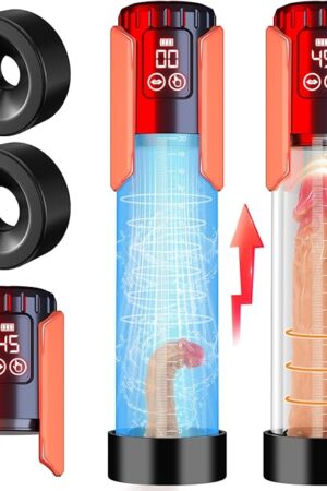 Automatic Penis Enlarger Extend Vacuum Pump with 5 Suction Intensities, Rechargeable Automatic High-Vacuum Men's Enlargement Mchine for Extended Erection and Air Pressure Device (Red)