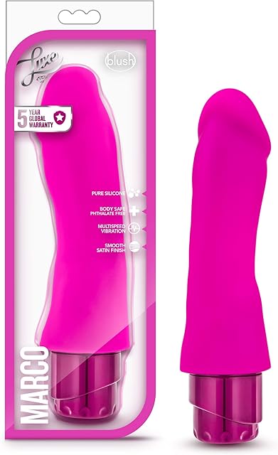 Blush Novelties Marco - 7.75" Pure Platinum Cured Purio Liquid Silicone Dildo - Satin Smooth Ultrasilk - 2" Thick - IPX7 Waterproof - Tunable Rumbly Vibrations - 5 Yr Warranty - for Women - Pink