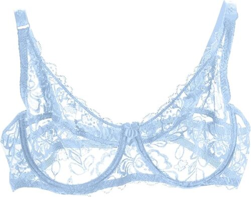 Womens Sheer Lace Bra Underwire Unlined Bras Full Coverage Non Padded See Through Bralette Sexy Lingerie