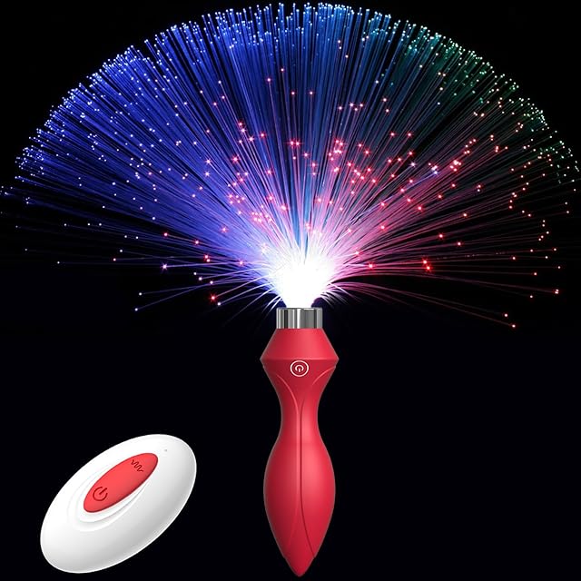 Anal Plug Vibrator with Luminous Tail Adult Sex Toys 10 Modes Vibrating Butt Plug for Prostate Massage LED Colorful Light up for Beginners & Couple Sex Games