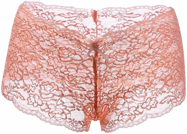 Women's Plus Size Lace Boyshort Panties Sexy Floral Lace Crotch Open G-String Soft Breathable Briefs Erotic Underwear