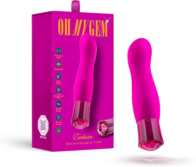 Blush Oh My Gem 55? G-Spot Vibrator, Curved Silicone Dildo, UltraSilk Soft Cock- RumboTech Vibration & Warming, 10 Pleasure Modes, Rechargeable, IPX7, Penis Sex Toy for Women & Couples - (Tourmaline)