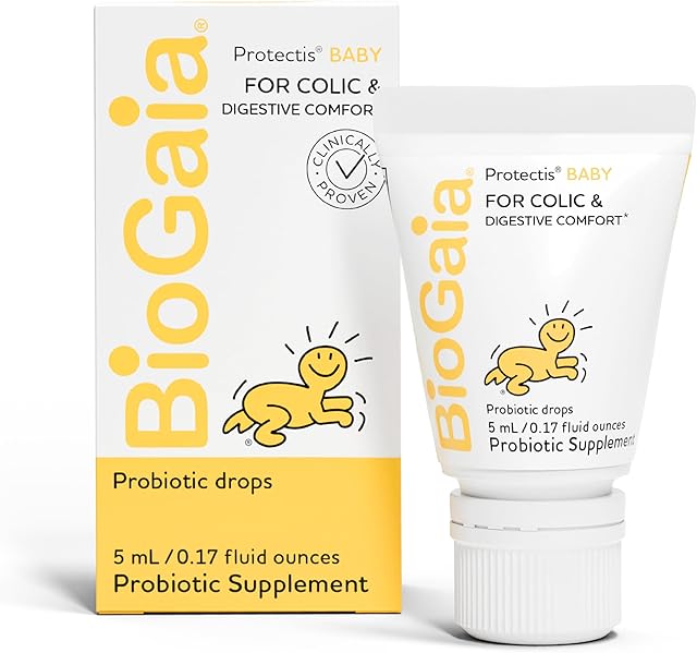 BioGaia Protectis Baby Probiotic Drops | Baby Essentials for Colic & Gas Relief | Safe for Newborns | Ease Crying, Fussing, Colic, Gas, Spit-ups & Constipation | No Dairy, Soy & Gluten | 5mL