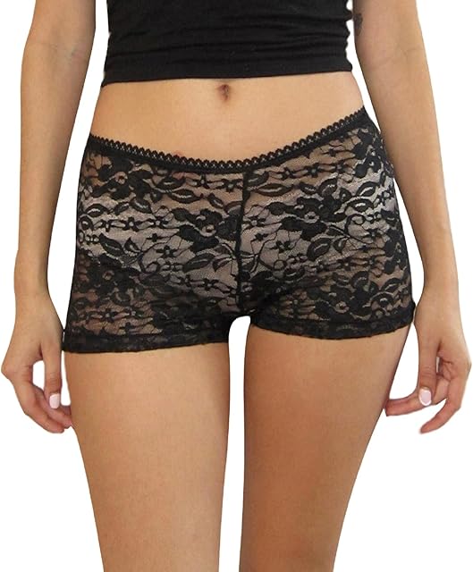 Women Y2k Sheer Lace Micro Shorts Low Rise See Through Floral Lace Boyshorts Slim Fit Mesh Sexy Panties Underwear