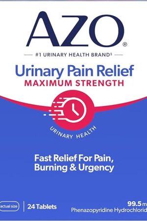 AZO Urinary Pain Relief Maximum Strength, Fast relief of UTI Pain, Burning & Urgency, Targets Source of Pain, #1 Most Trusted Brand, 24 Tablets