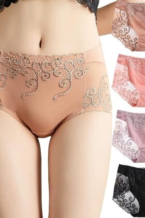 Women's Sexy Lace Hipster Underwear Cotton High Waist Panties For Women No Muffin Seamless Ladies Briefs