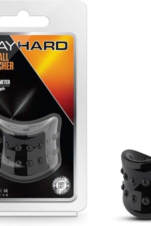 Blush Stay Hard Beef Ball Stretcher X Long Male Enhancement Ring, Sex Toy for Men, Sex Toy for Couples, Black
