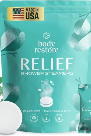Body Restore Shower Steamers Aromatherapy 15 Pack - Birthday Gifts for Women, Men, Travel Essentials, Stress Relief, Relaxation, Self Care - Eucalyptus