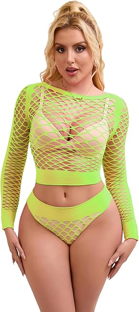 Fishnet Top for Women Plus Size Bodystocking Lingerie Sexy Mesh Shirts Sleeveless Two Piece Outfits