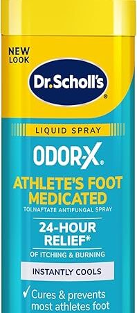 Dr Scholl's ODOR-X ATHLETE'S FOOT MEDICATED LIQUID SPRAY, 53 oz // 24-Hour Relief of Itching & Burning, Instantly Cools, Cures & Prevents Most Athlete's Foot, Destroys Odors Instantly