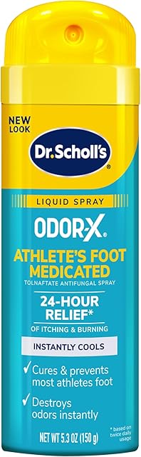 Dr Scholl's ODOR-X ATHLETE'S FOOT MEDICATED LIQUID SPRAY, 53 oz // 24-Hour Relief of Itching & Burning, Instantly Cools, Cures & Prevents Most Athlete's Foot, Destroys Odors Instantly