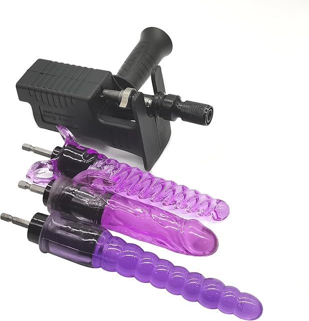 Electric Drill Thrusting Set C DIY Sex Machine - 1 Drill Adapter & 3 S-Sized Dildo with Drill Connector for Auto Spinning and Thrusting