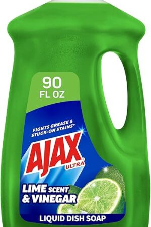 Ajax Ultra Liquid Dish Soap Vinegar and Lime Scent, Sparkling Clean Dishes, 90 fl oz Bottle