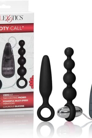 CalExotics Booty Call Vibro Kit - Wired Vibrating Bullet Anal Pleasure Beads - Vibe Egg Anal Probe Adult Sex Toy - Black
