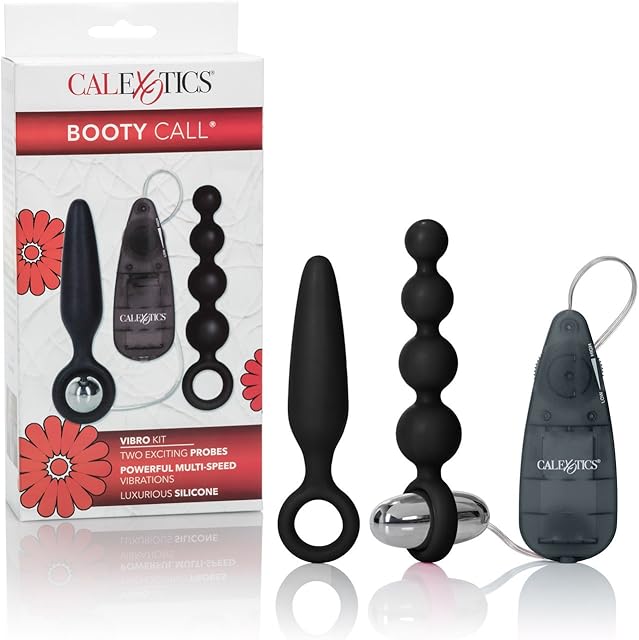 CalExotics Booty Call Vibro Kit - Wired Vibrating Bullet Anal Pleasure Beads - Vibe Egg Anal Probe Adult Sex Toy - Black