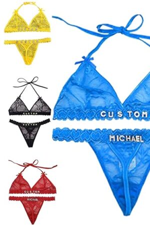 Custom Thong With Name On It Customized Personalized Thongs for Women DIY Rhinestone Lace Sexy Lingerie