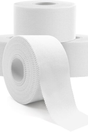 Dimora Athletic Tape, Easy Tear Sports Tape with Serrated Edges, Strong Adhesion, No Residue, Ideal for Gymnastics, Boxing, Lacrosse, Hockey and First Aid (White, 1.5 in x 45 ft, 4 Pack)