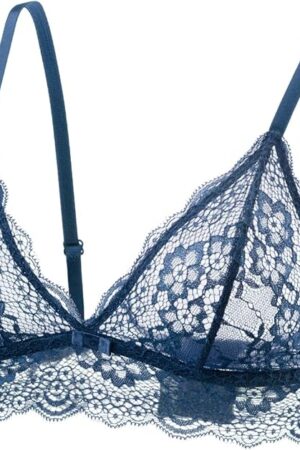 Lace Bralettes for Women No Underwire Sexy Triangle See Thru V Neck Unpadded Bra