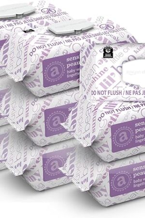 Amazon Elements Baby Wipes, Sensitive, 810 Count, Flip-Top Packs, Pack of 9