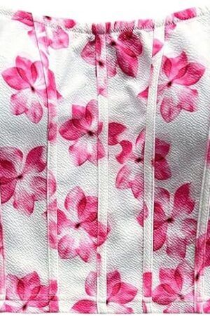 Women's Floral Print Bustier Corset Tube Top Boho Strapless Bandeau Crop Tops