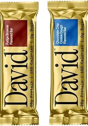 David, Protein Bar, Sample Pack, Variety Pack, Pack of 4 Protein Bars | 28g of Protein | 150 Calories | 0g of Sugar - High Protein, Low Carb, Gluten Free Protein Bar