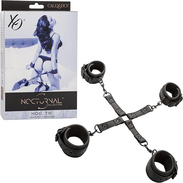 CalExotics Nocturnal Collection Hog Tie, 4 Fully Adjustable Cuffs with Secure Buckle Closure, Perfect Bondage Gear & Accessories and BDSM Toys - SE-2678-25-3